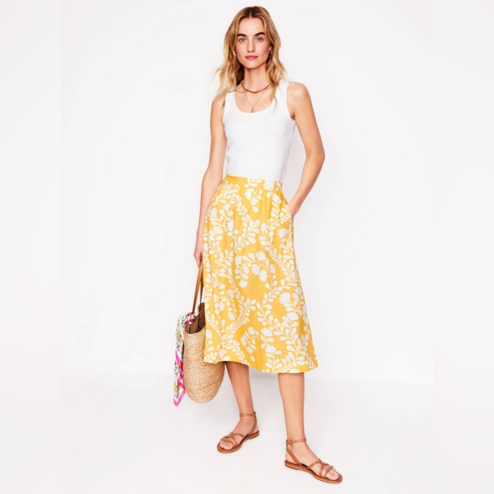 🤍🧡💎Chico's Yellow and White A-Line Skirt